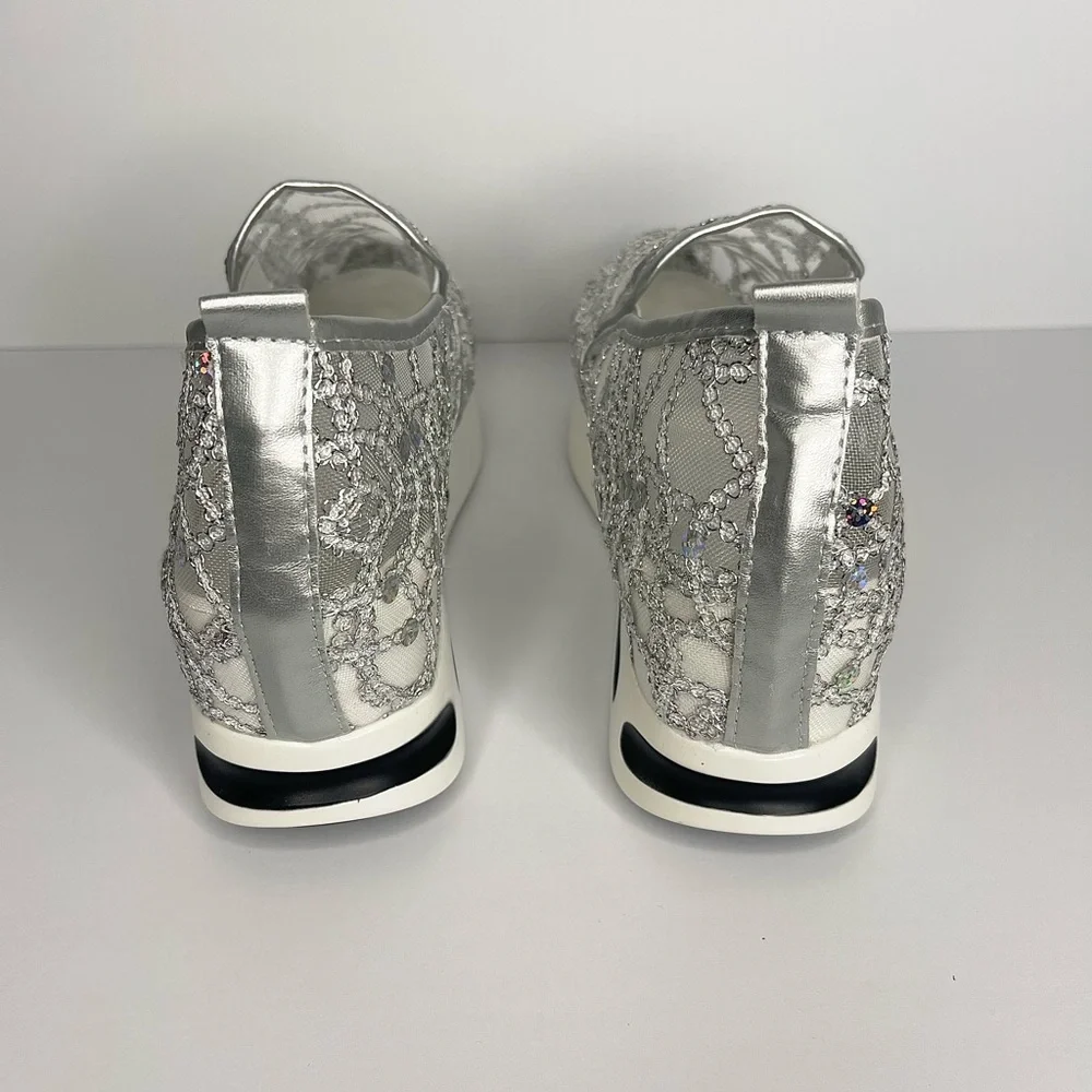 Silver Sequins Slip-On Shoes